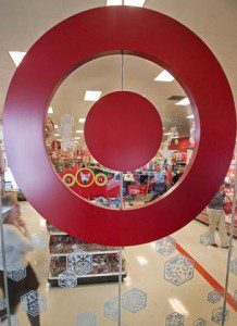 a Target logo on a glass door