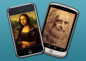 images of classical art on iPhone screens