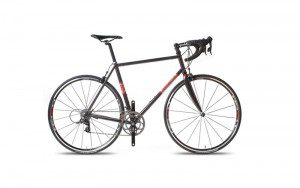 a red and black bicycle