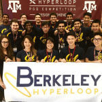 group of students posing with a Berkeley Hyperloop sign