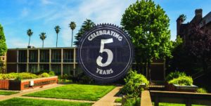 a picture of the Fung Institute with a graphic reading "Celebrating 5 Years"