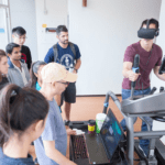 Fung Fellowship student testing VR treadmill