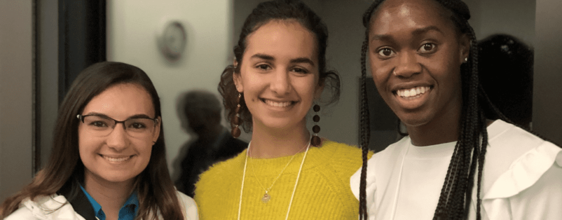 MEng students attending the Women in Tech symposium last year. From left to right: Grace Bailey (Nuclear Engineering), Laila Zouaki (Industrial Engineering & Operations Research), and Adria Peterkin (Nuclear Engineering).