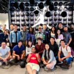 Group of MEng students poses for a photo in Jordan Jumpman store.