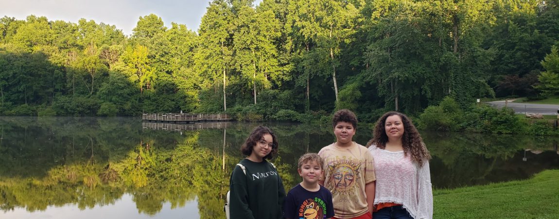 Kristen and three of her children in North Carolina.