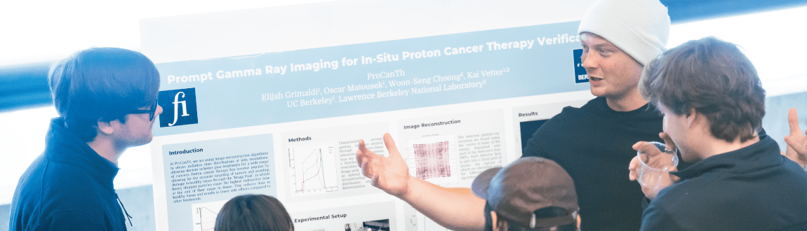 Student presenting their poster at capstone showcase